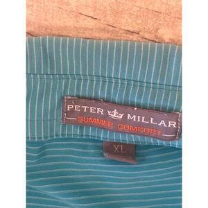 Peter Millar‎ Summer Comfort Golf Polo Shirt Teal Stripe XL Embroidered Batusrol